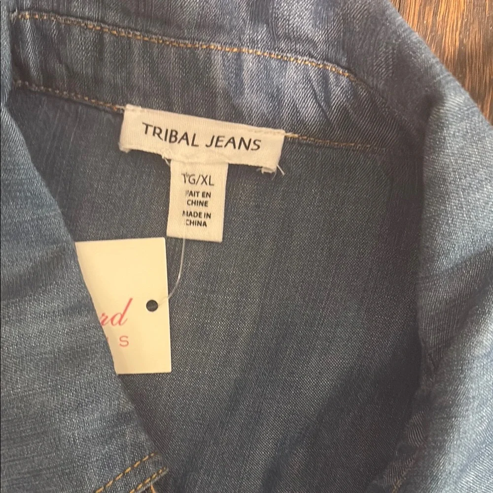 Tribal Jeans Denim Long Sleeve Button-Up Dress - Picture 2 of 2